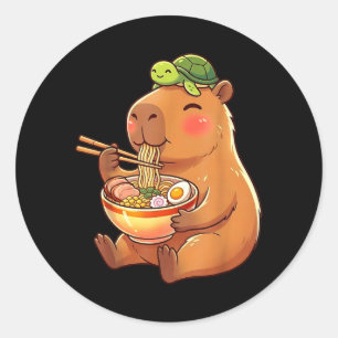 Süße Capybara und Turtle Rucksack Ramen Kawaii Runder Aufkleber