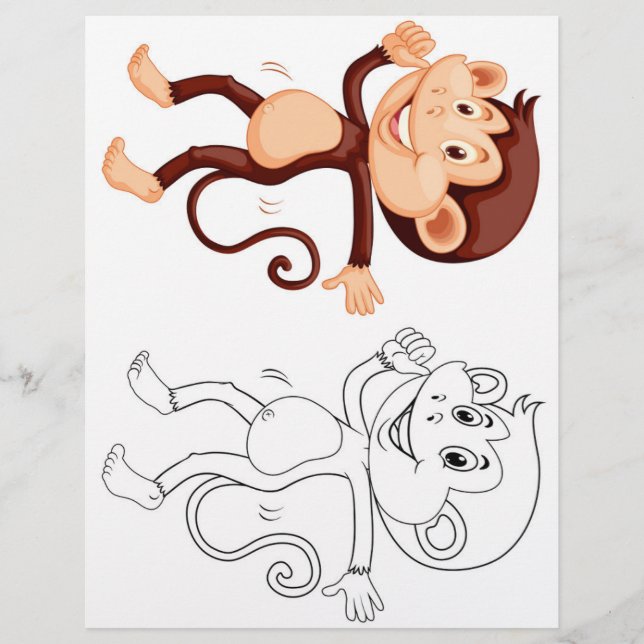 Süße Cartoon-Affe-Färbseite Flyer (Vorne)