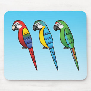 Süße Cartoon Ara Papageien Vögel Mousepad