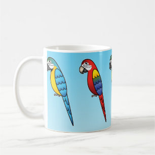 Süße Cartoon Ara Papageien Vögel Tasse