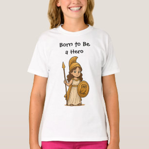 Süße Cartoon-Athena-Göttin – Geboren, um ein Held T-Shirt