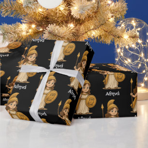 Süße Cartoon-Athena – Griechische Göttin individue Geschenkpapier