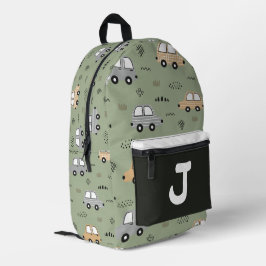 Süße Cartoon-Autos personalisierte Monogramm-Kinde Bedruckter Rucksack