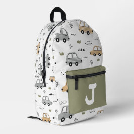 Süße Cartoon-Autos Personalisiertes Monogramm Kind Bedruckter Rucksack