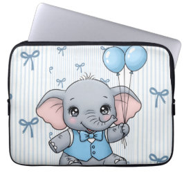 Süße Cartoon-Baby-Elefanten Blaue Laptop-Hülle für Laptopschutzhülle