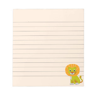 Süße Cartoon-Baby-Löwe Vintage-Druck Lined Notizblock