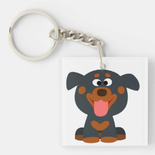 Süße Cartoon-Baby-Rottweiler-Acryl-Schlüsselanhäng Schlüsselanhänger