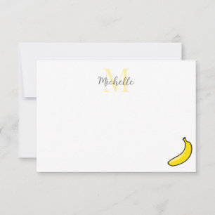 Süße Cartoon-Banane personalisiertes Monogramm Mitteilungskarte