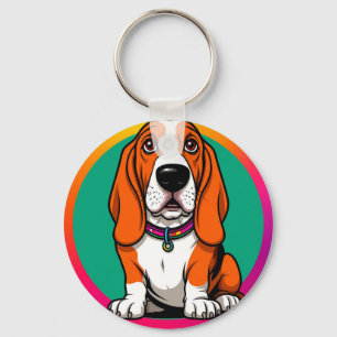 Süße Cartoon-Basset-Hündin Schlüsselanhänger