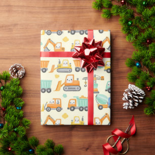 Süße Cartoon-Baufahrzeuge Geschenkpapier