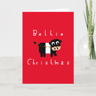 Süße Cartoon-Beltie-Weihnachts-Gürtel-Galloway-Kuh Feiertagskarte