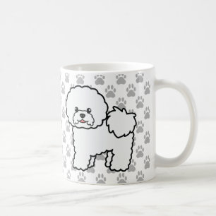 Süße Cartoon Bichon Frise Hunde und graue Hundepfo Tasse