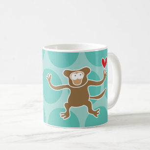 Süße Cartoon Braune Affen/ Menschenaffen Fun Dots  Tasse