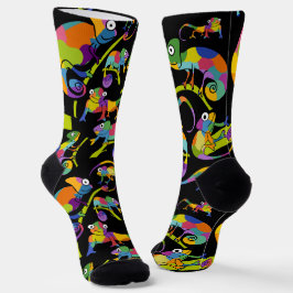 Süße Cartoon-Chamäleons in hellen Farben illustrie Socken