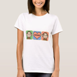 Süße Cartoon-Cliparts-Affen mit Herz Liebe T-Shirt