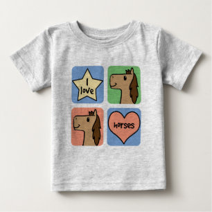 Süße Cartoon-Cliparts Ich liebe Pferde Baby T-shirt