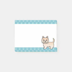 Süße Cartoon-Darstellung eines Cairn Terriers mit Post-it Klebezettel