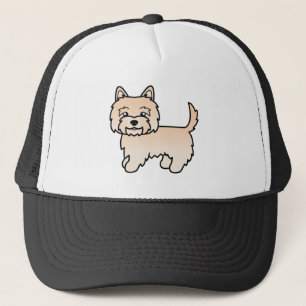 Süße Cartoon-Darstellung eines Cairn Terriers mit Truckerkappe