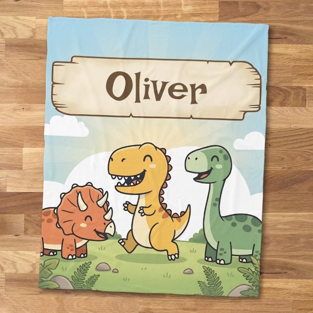 Süße Cartoon-Dinosaurier-Freunde Fleecedecke (Von Creator hochgeladen)