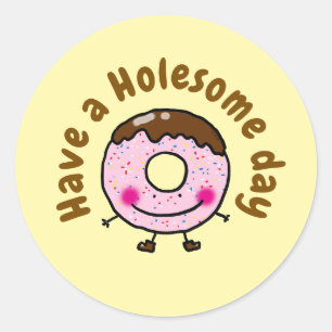 Süße Cartoon-Donut: Hab einen Löchrig-tollen Tag F Runder Aufkleber