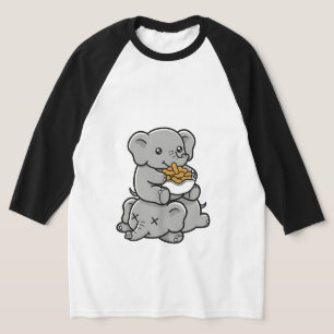 Süße Cartoon-Elefanten, die Erdnüsse essen, lustig T-Shirt