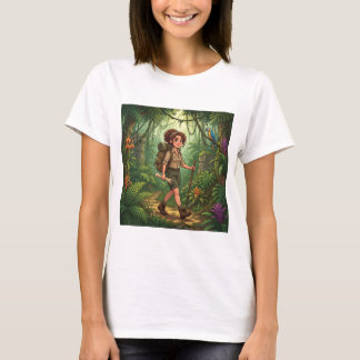 Süße Cartoon-Entdeckerin im Dschungel T-Shirt