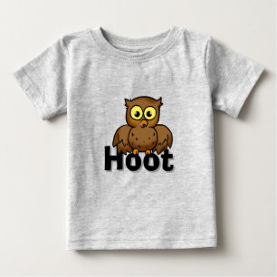 Süße Cartoon-Eule sitzt auf Hoot-Wortkunst Baby T-shirt