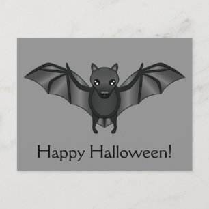 Süße Cartoon-Fledermaus mit Happy Halloween-Text Postkarte