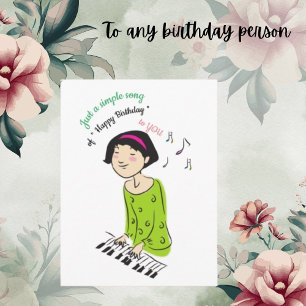 Süße Cartoon-Foto Mädchen singt Geburtstagslied Postkarte