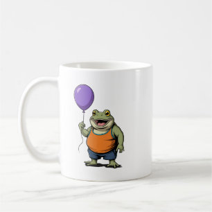 Süße Cartoon-Frosch mit lila Ballon Kaffeetasse