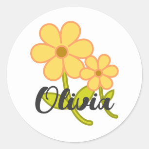 Süße Cartoon-Gelbe-Blumen-Personalisierung Mädchen Runder Aufkleber