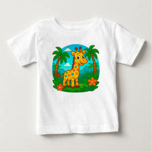 Süße Cartoon-Giraffe in einer tropischen Landschaf Baby T-shirt