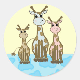Süße Cartoon-Giraffenfamilie Runder Aufkleber