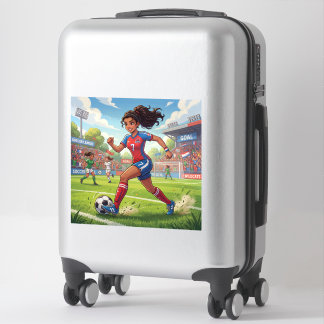 Süße Cartoon-Girl spielt Fußball Aufkleber