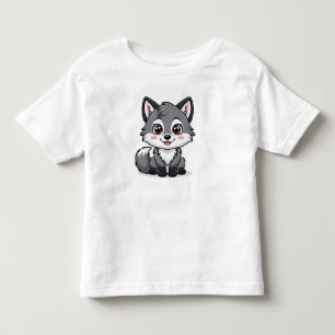 Süße Cartoon-Grau-Wolf-Figur Kleinkind T-shirt