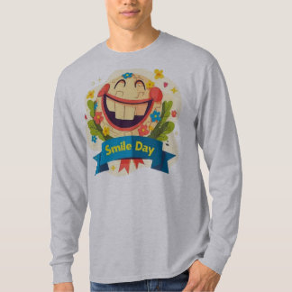 Süße Cartoon-Großes-Lächeln-Tag-Feier-Abzeichen T-Shirt