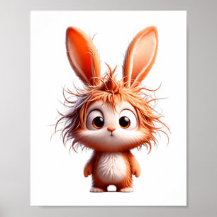 Süße Cartoon-Häschen mit lustigem Gesichtsausdruck Poster
