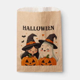 Süße Cartoon-Hexe und Geist Halloween-Geschenktüte Geschenktütchen