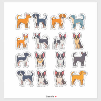 Süße Cartoon-Hund-Aufkleber-Set mit hellen Farben Aufkleber