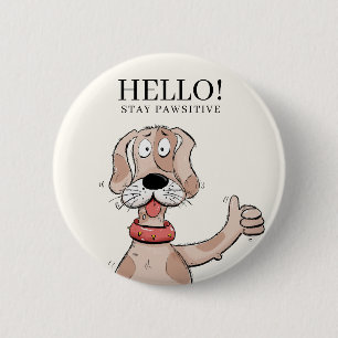 Süße Cartoon-Hund Daumen Hoch-Typografie-Taste Button
