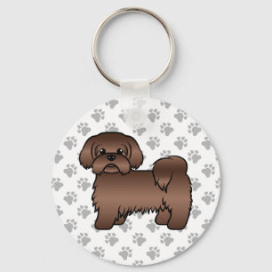 Süße Cartoon-Hund-Illustration eines braunen Shih Schlüsselanhänger