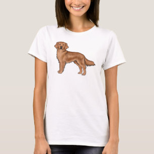 Süße Cartoon-Hund-Illustration eines roten Golden T-Shirt