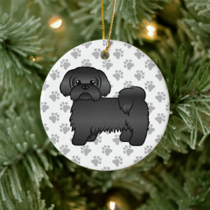 Süße Cartoon-Hund-Illustration eines schwarzen Shi Keramik Ornament