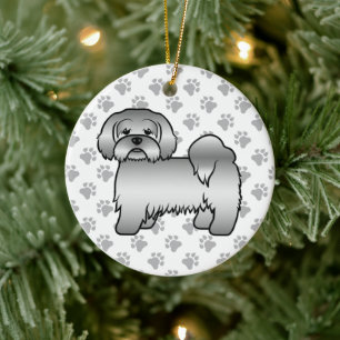 Süße Cartoon-Hund-Illustration eines silbernen Lha Keramik Ornament