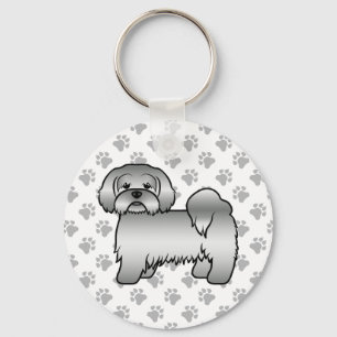 Süße Cartoon-Hund-Illustration eines silbernen Lha Schlüsselanhänger