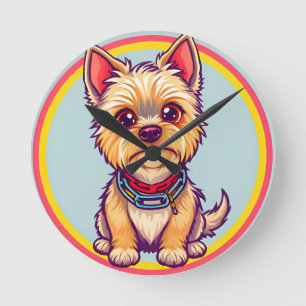 Süße Cartoon-Hund-Illustration Runde Wanduhr