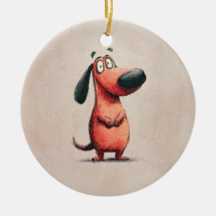 Süße Cartoon-Hund-Skizzen-Illustration Keramik Ornament