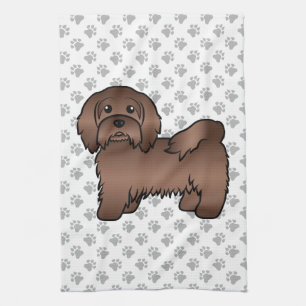 Süße Cartoon-Hunde-Illustration eines Chocolate Ha Geschirrtuch