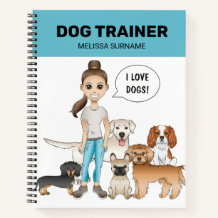 Süße Cartoon-Hunde mit einem Cartoon-Mädchen Ich l Notizbuch