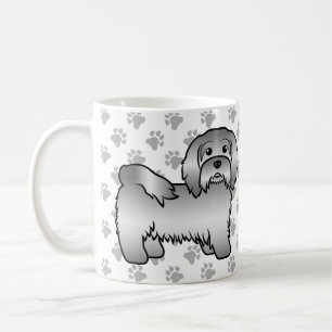 Süße Cartoon-Hundeillustration eines silbernen Hav Kaffeetasse